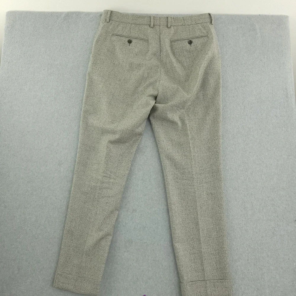 Banana Republic Dress Pants Mens 33x32 Gray Wool Check Slim Tapered Fit Formal